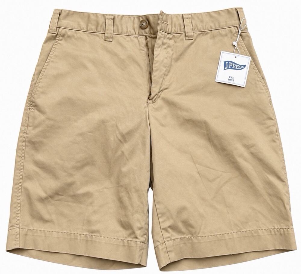 NWT J. Press Chino Shorts Khaki Cotton Made in USA Casual Size 28